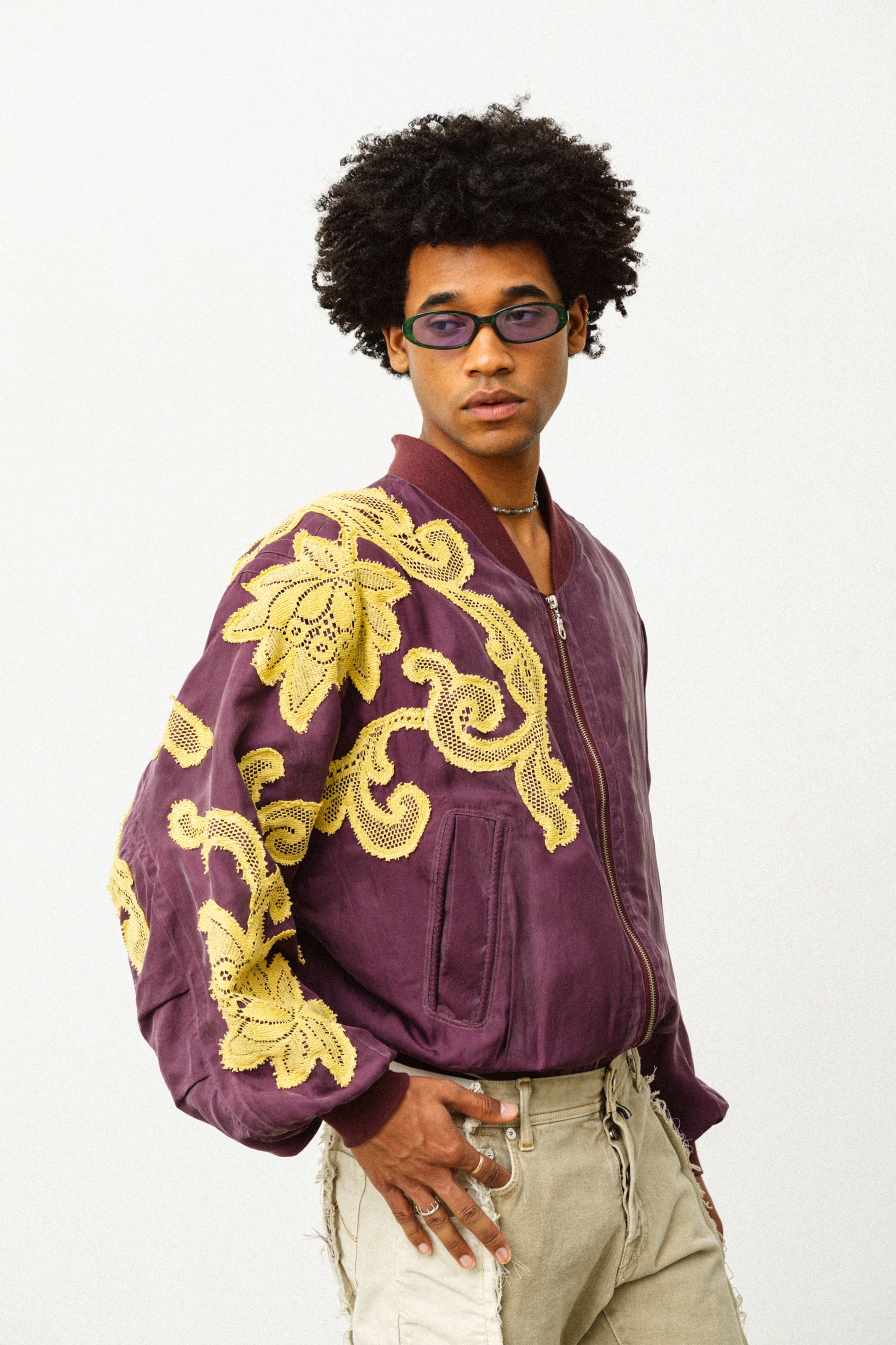 BOMBER IN SETA BORDEAUX