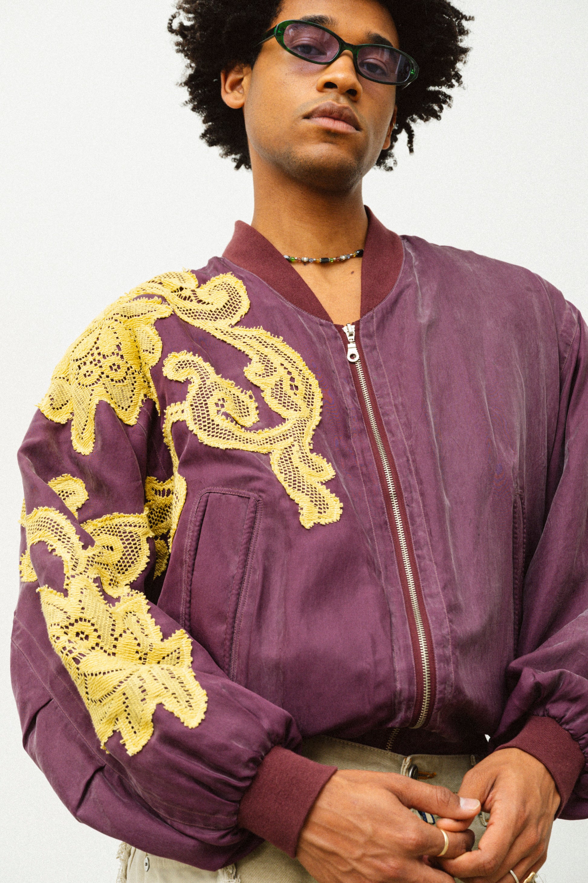 BOMBER IN SETA BORDEAUX