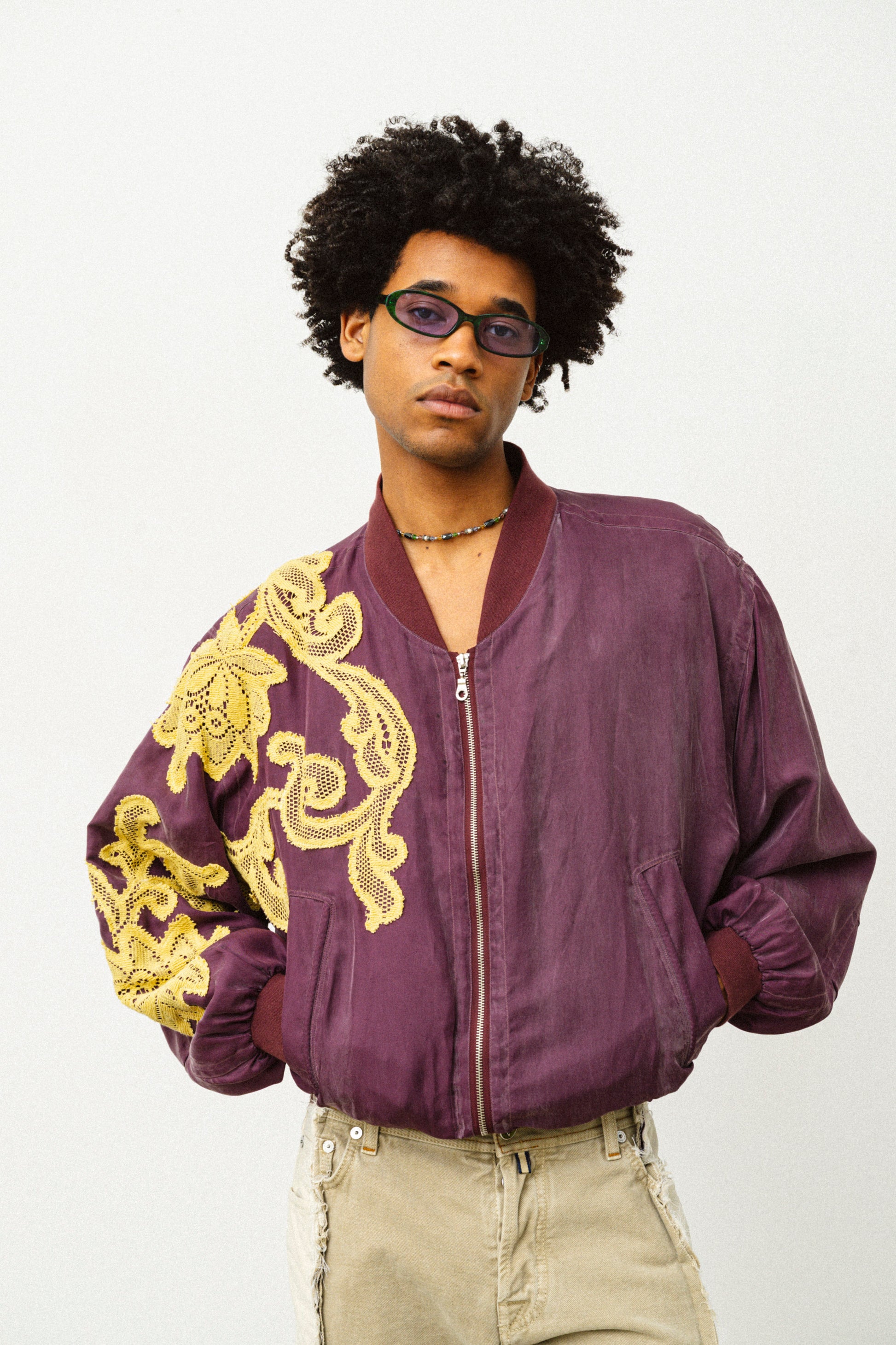 BOMBER IN SETA BORDEAUX