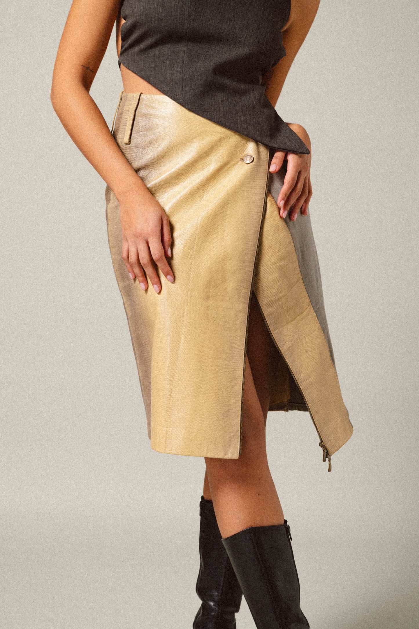 Snake Wrapped Leather Skirt