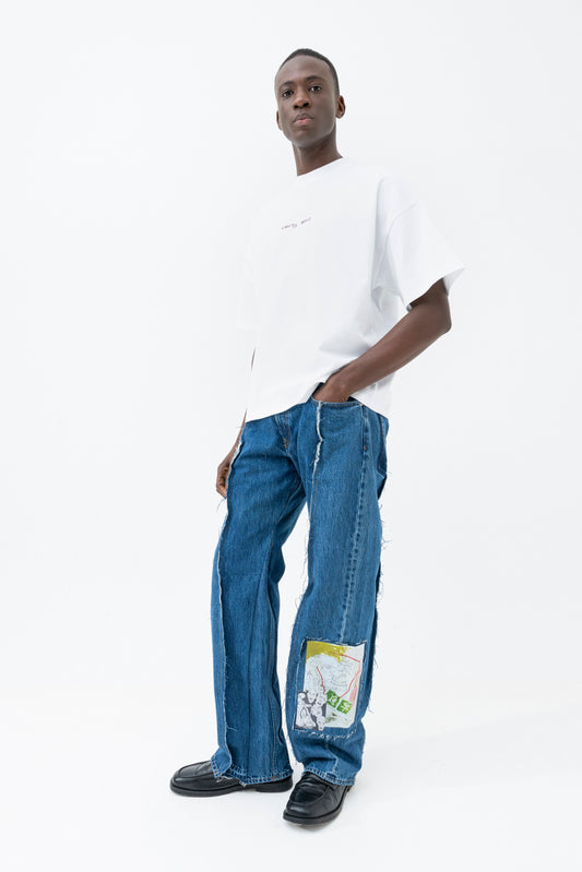 WIDE PATCH JEANS