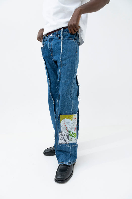 WIDE PATCH JEANS