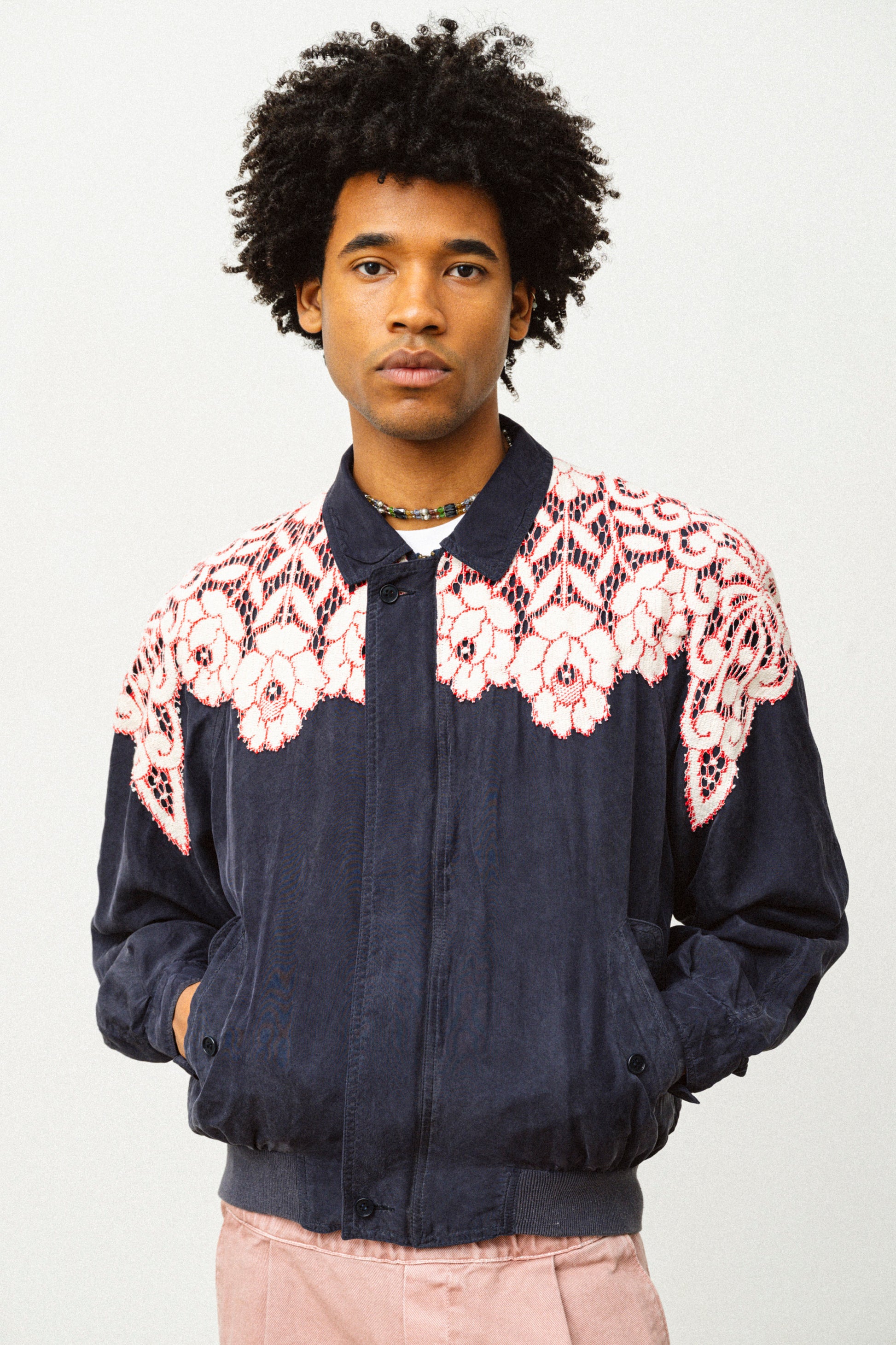 BLUE SILK BOMBER