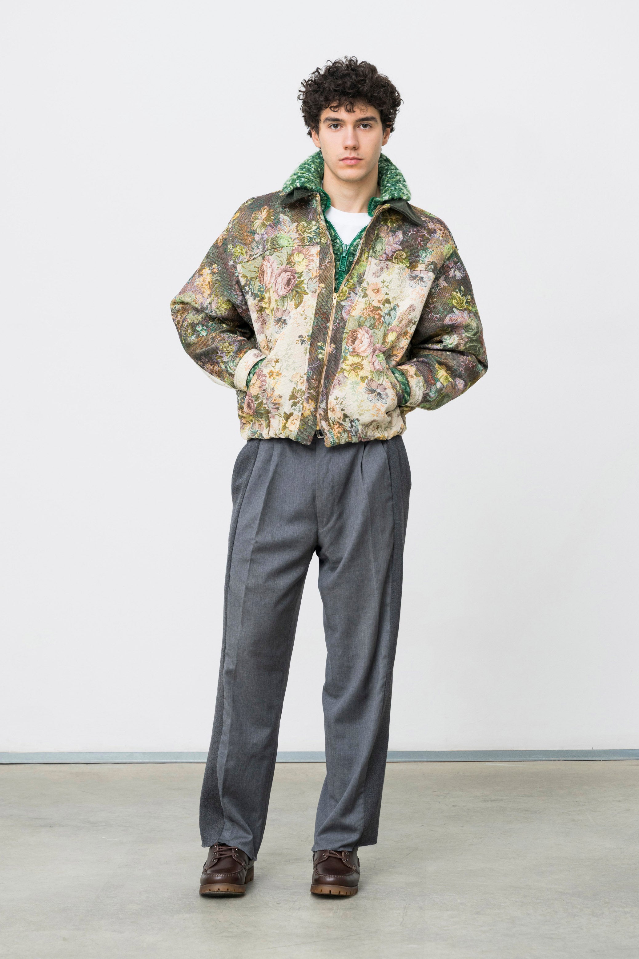 Vintage Oversize Bomber Jacket, Upcycled Tapestry, Silk Lining