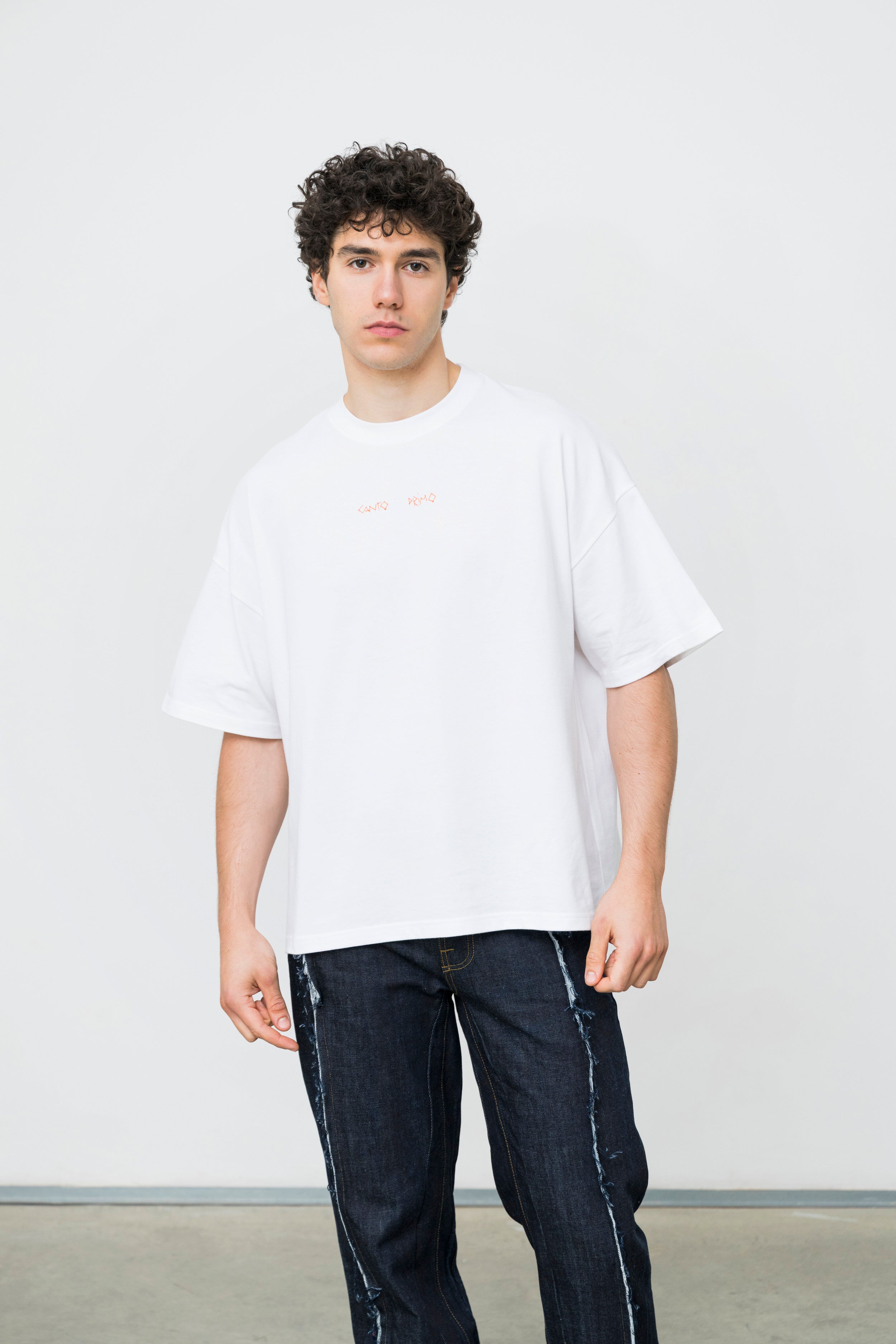 Canto Primo Boxy Organic Cotton T-Shirt Hand-Embroidered Upcycled