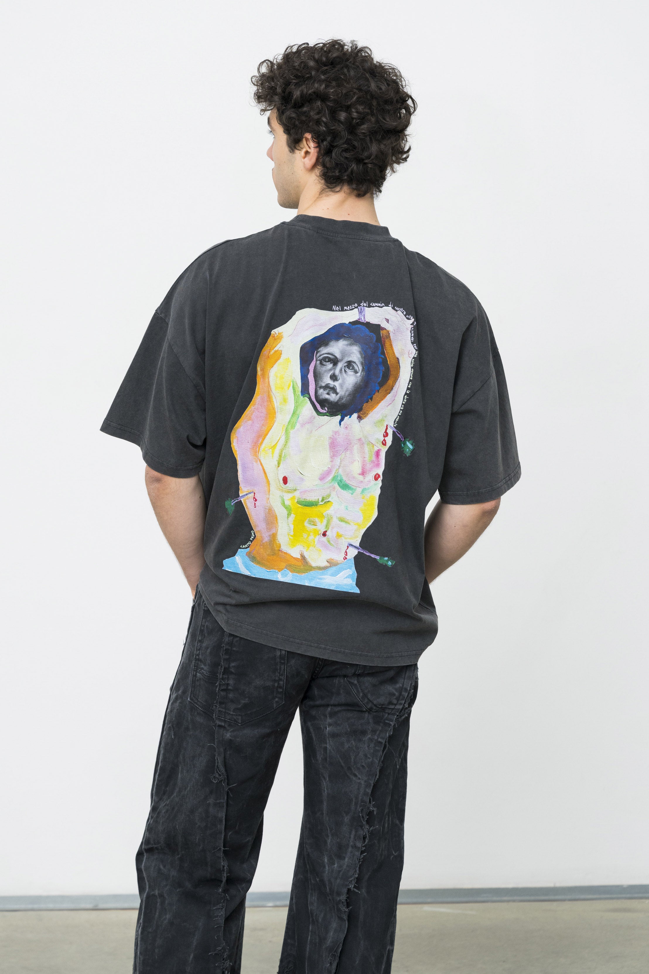 Oversize Organic Cotton T-Shirt Hand Embroidery Artistic Print