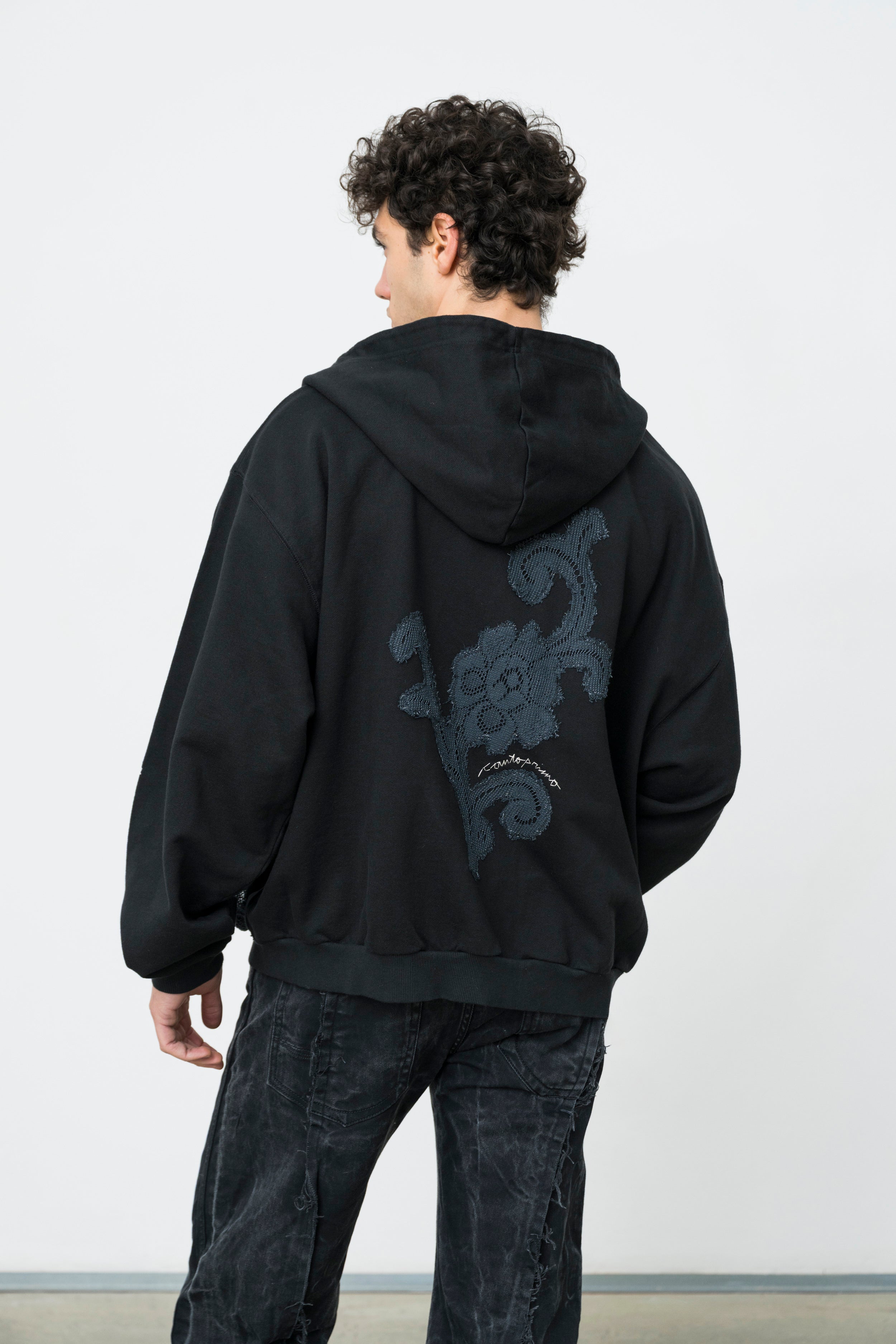 Canto Primo Upcycled Organic Cotton Broderie Zip Hoodie – Cantoprimo