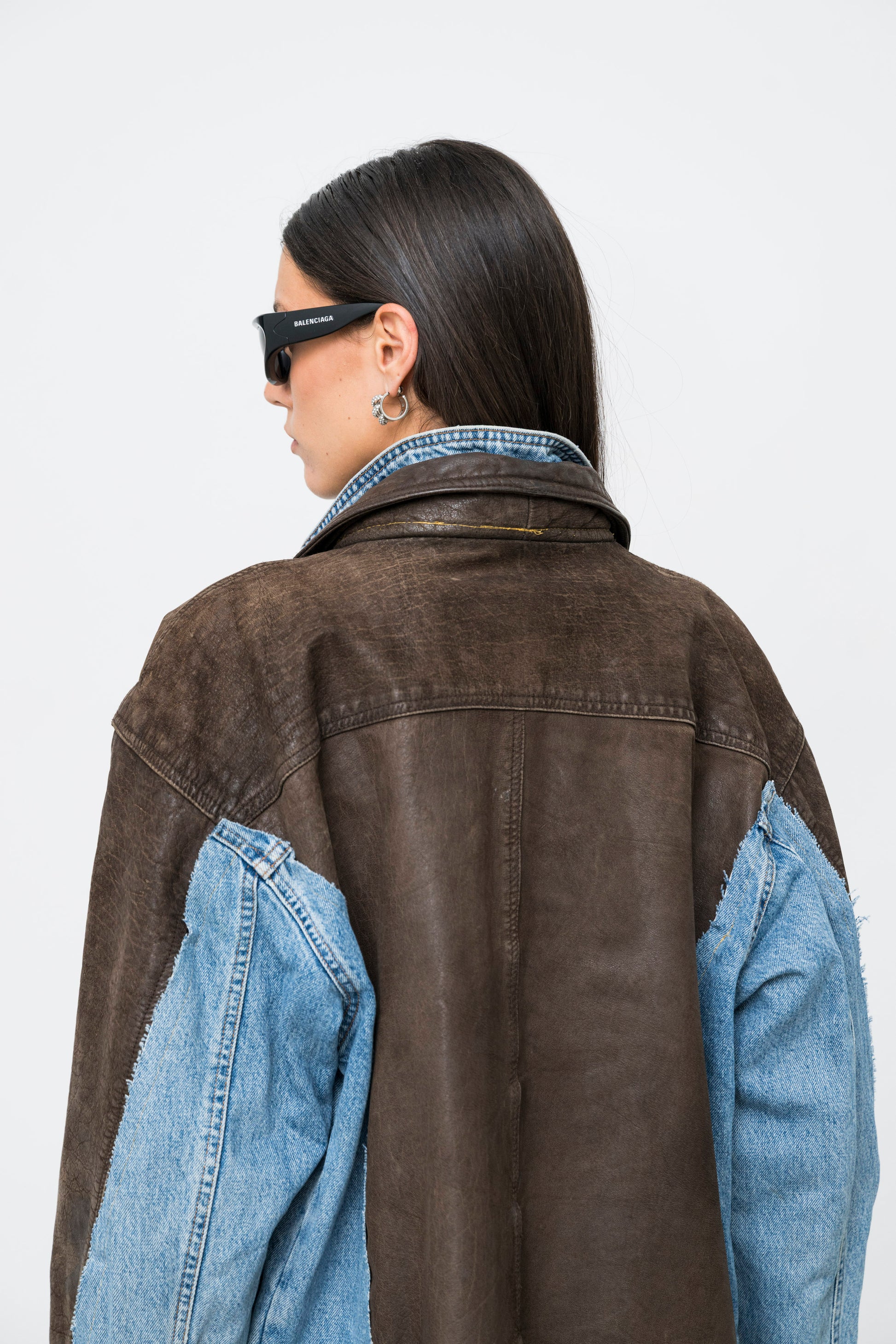 Discarded Jacket Upcycled Leather Denim Jacket 80s Shoulders | Canto Primo – Cantoprimo