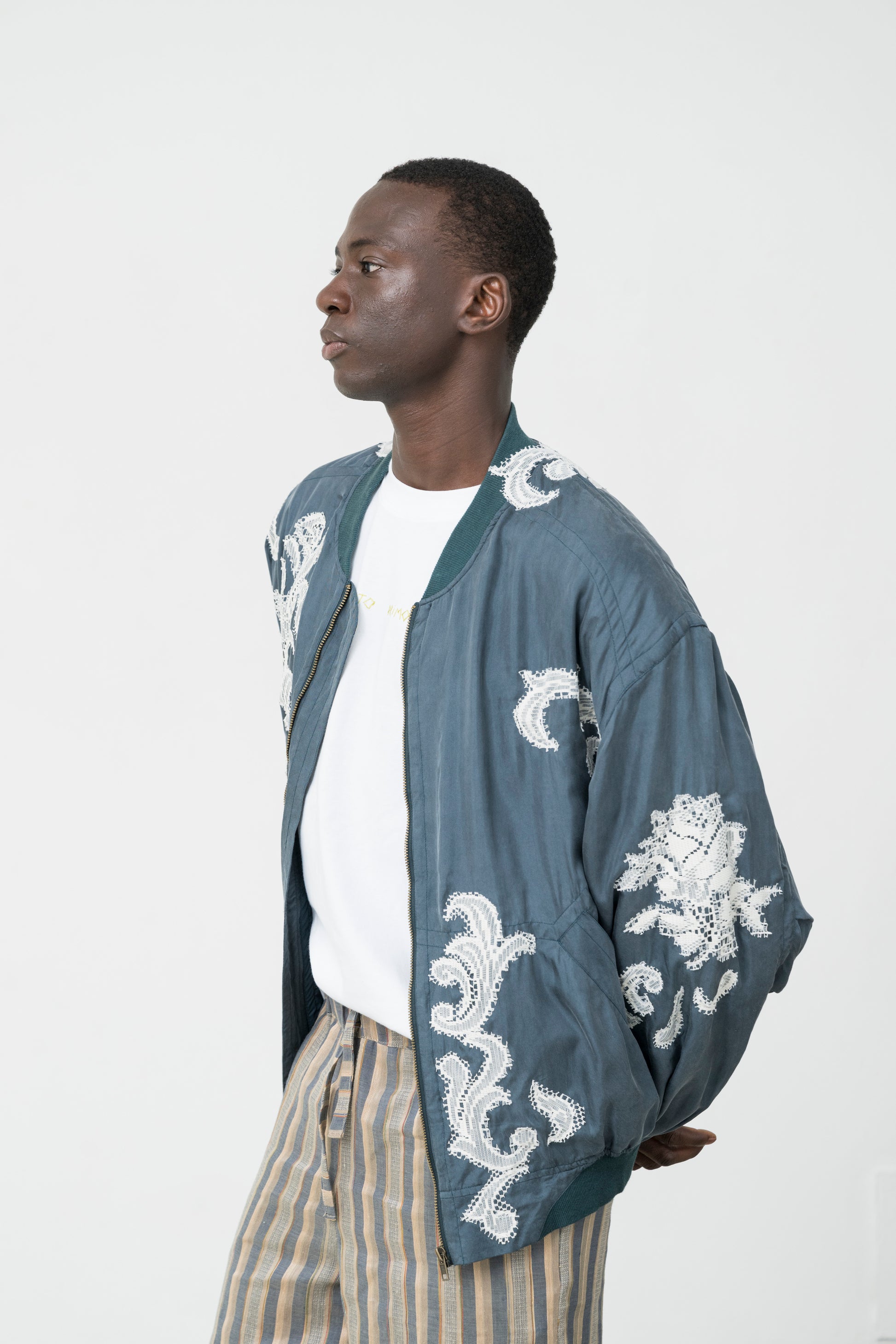 TURQUOISE SILK BOMBER