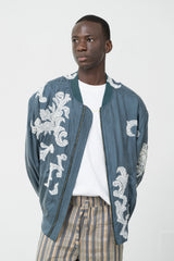 TURQUOISE SILK BOMBER