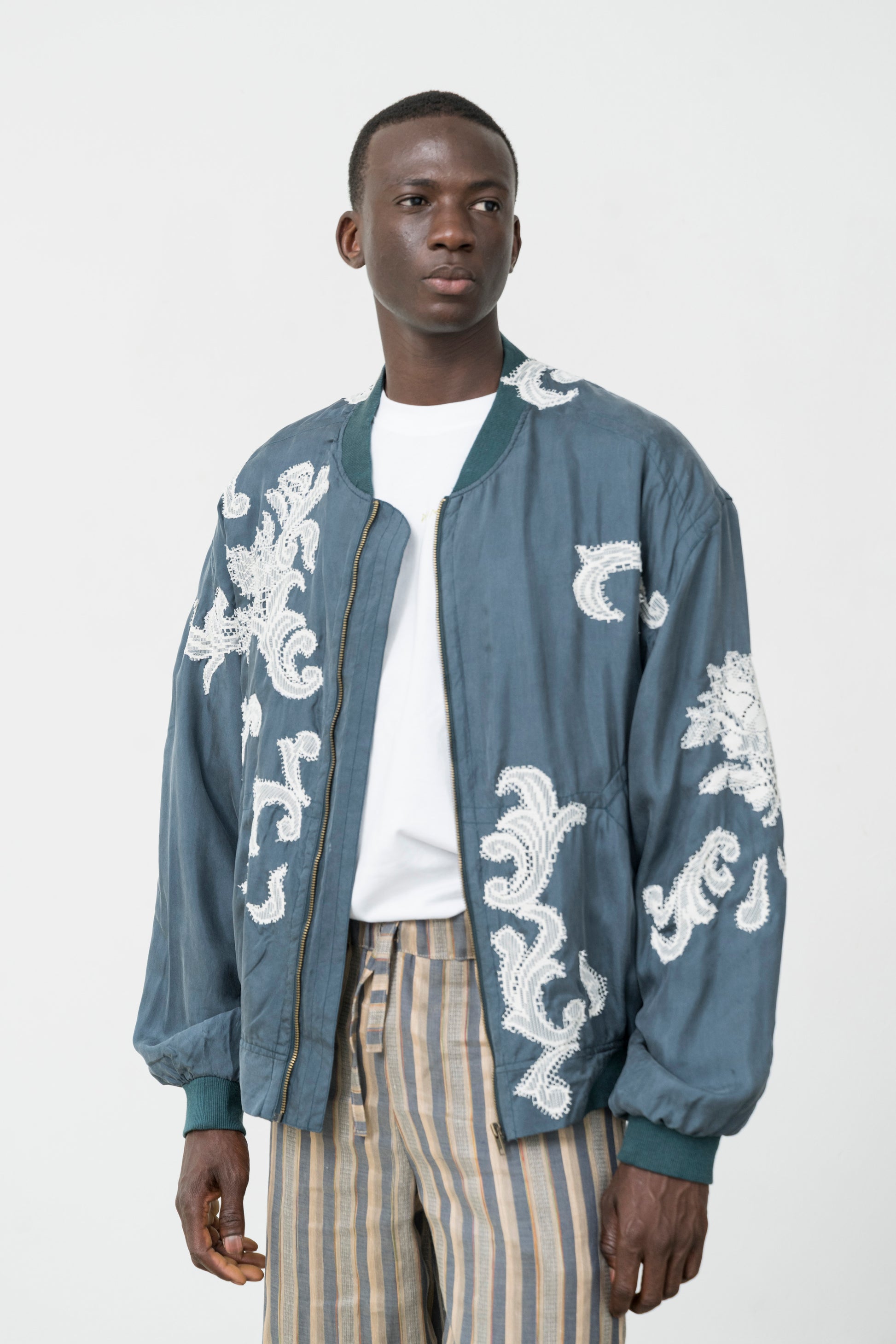 TURQUOISE SILK BOMBER